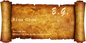 Biss Gida névjegykártya